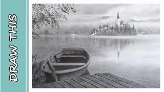 How to Draw Mist, Clouds, Water, Reflections, Trees, Boats, Slovenian Landscape
