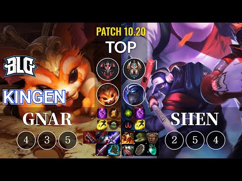 BLG Kingen Gnar vs Shen Top - KR Patch 10.20