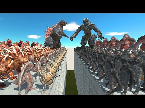 Team Gojira Godzilla VS Team Mecha Godzilla 2021 - Animal Revolt Battle Simulator