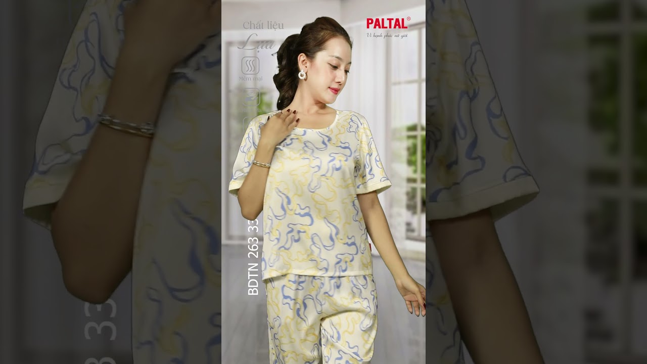 Set đồ bộ nữ kiểu quần dài tay ngắn chất lụa nhung 263p 3364