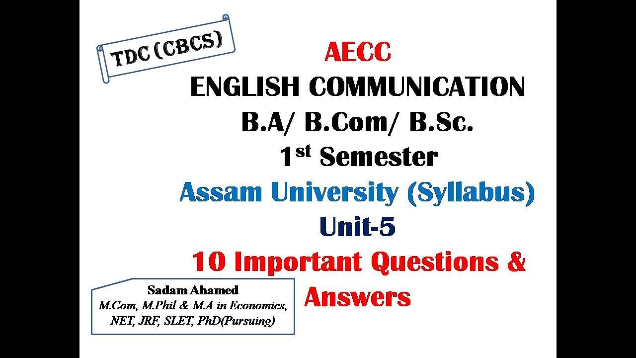 AECC English Communication Notes || Unit 5