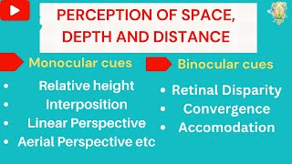 Perception of Space, Depth and Distance | Monocular & Binocular cues | Class 11 | Psychology | Ch-5