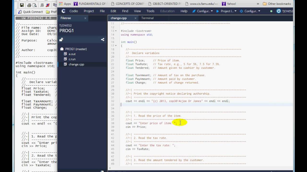 HowTo ProgrammingAssignment partC Codio