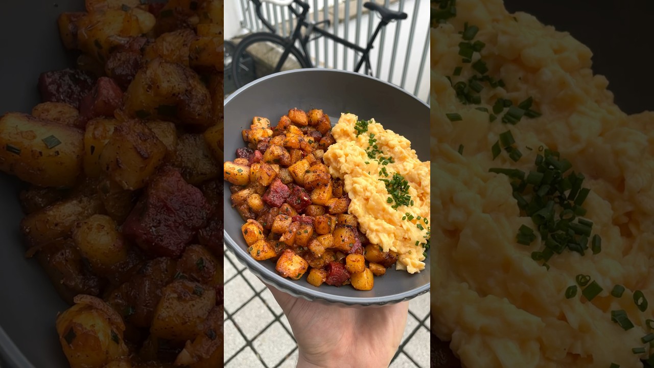 The easiest & tastiest breakfast potatoes 🥔😍 #breakfast #potato #eggs #recipe #food #shorts