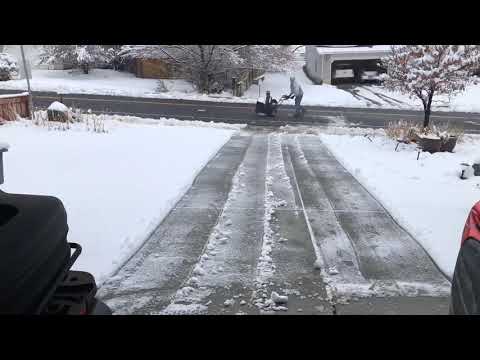 Correctly snow blowing a driveway