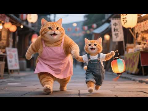 Ginger Kiten & Mama Cat Celebrate Japanese Mid Autumn Festival Together  Funny Cat Videos 🐱🌕
