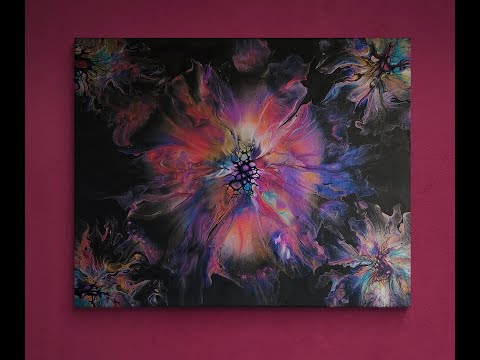 (599) Brilliant Blooms on Payne's Grey! Acrylic Pouring Abstract Blooms