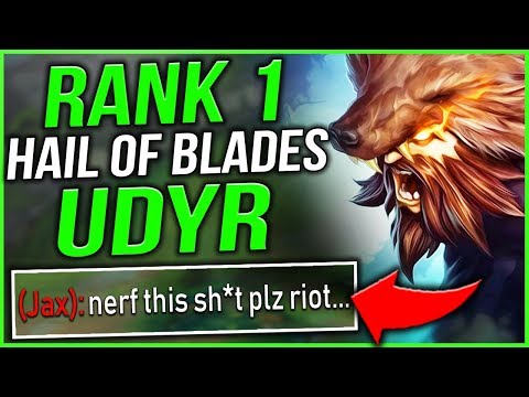 WHEN THE #1 UDYR WORLD PLAYS HAIL OF BLADES UDYR... (HARD CARRYING 4 FEEDERS) - League of Legends