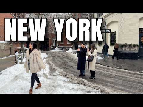 NEW YORK CITY Walking Tour [4K] - Let It Snow - Snowy Winter Walk In GREENWICH VILLAGE