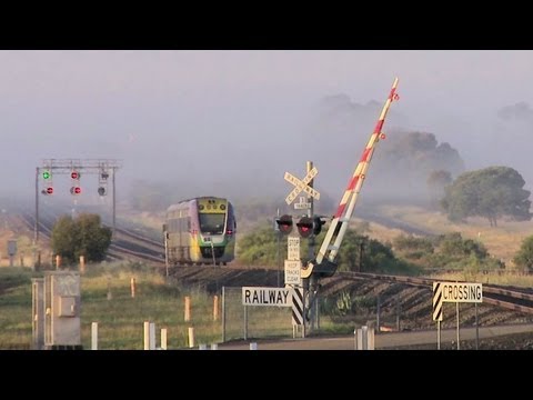 V/line Vlocity Passenger Train At Level Crossing - (8/12/2011) - PoathTV Australian Railways