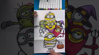 How to Draw Halloween Minions Folding Surprise #shorts #Halloween #art