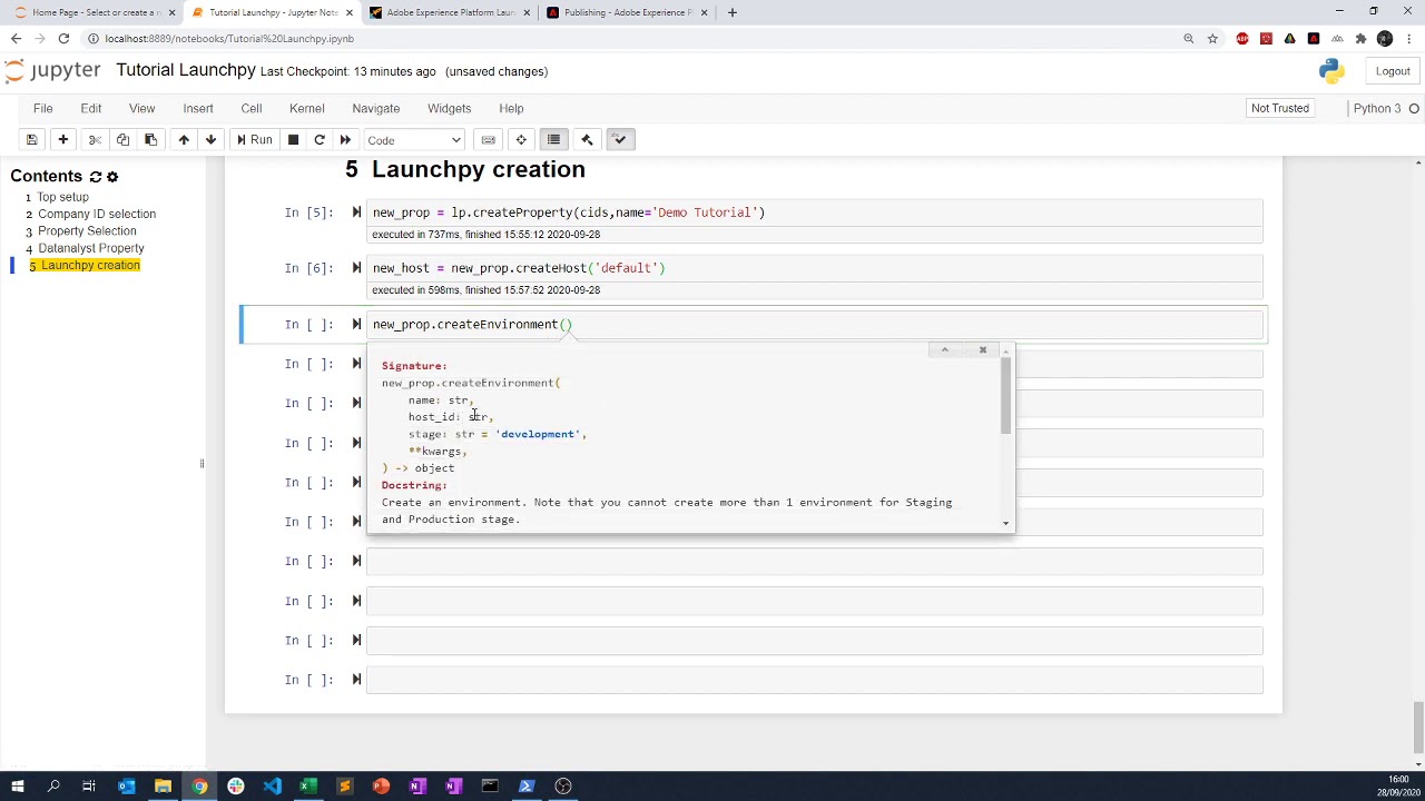 Adobe Launch API : Creating elements with launchpy