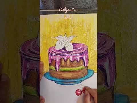 Simple cake drawing n oil pastels.