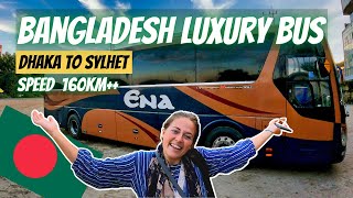 $15 Dhaka to Sylhet CRAZY HIGH SPEED Bus Ride in Bangladesh - ENA Bus 🇧🇩