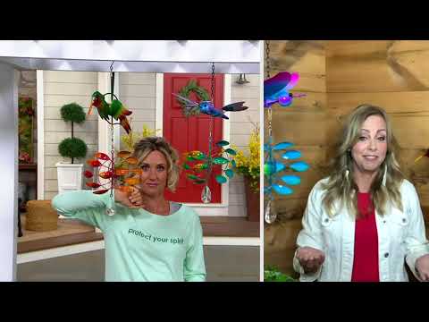 Compass Home Metal Animal Hanging Wind Spinner with Jewel on QVC