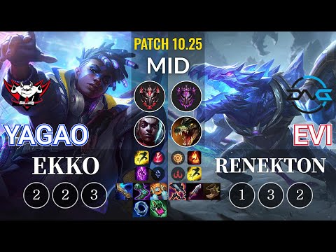 JDG Yagao Ekko vs DFM Evi Renekton Mid - KR Patch 10.25