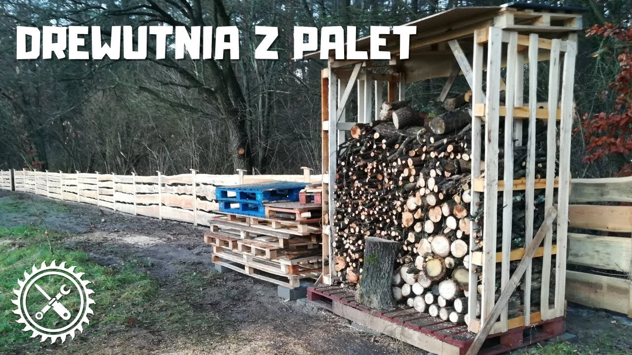 Drewutnia z palet / Prowizoryczna, tymczasowa wiata na drewno w jeden dzień