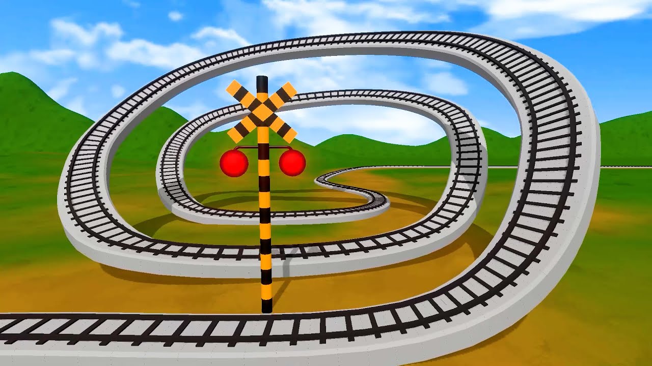 【踏切アニメ】まわる線路を走る電車【カンカンカン】 | Railroad Crossing Animation