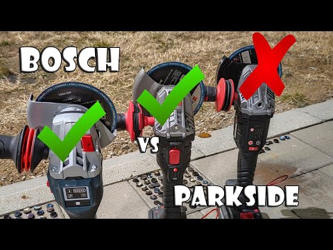 Bosch GWS 18V-15 SC vs Parkside Performance PWSAP 20-Li D4 and Parkside Performance PWSAP 20-Li E5