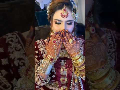 Pretty Beautiful Dulhan in Makeup & Dress | Gorgeous Bride's Mehndi & Jwellery | Red Lehnga Choli