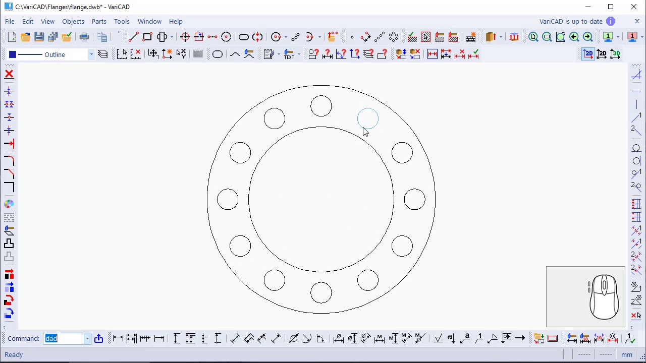 VariCAD – Creating a Pitch Circles together with Center Lines