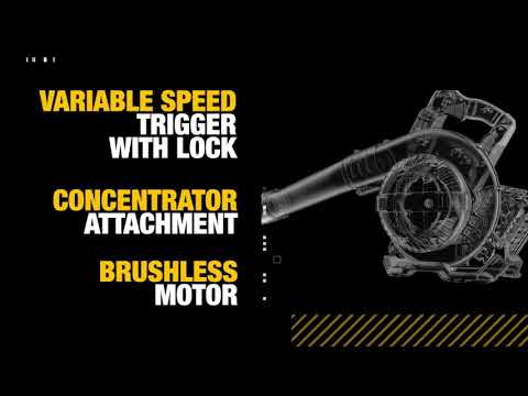 Akumuliatorinis lapų pūstuvas Dewalt DCM572 54V Flexvolt, be akumuliatoriaus ir kroviklio video