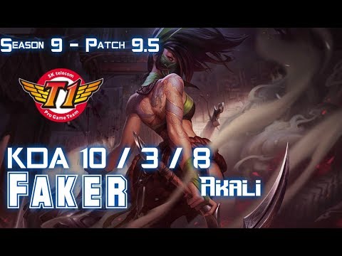 SKT Faker AKALI vs VEIGAR Mid - Patch 9.5 KR Ranked