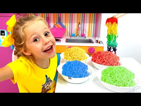 Nastya e Stacy preparam sobremesas para o papai