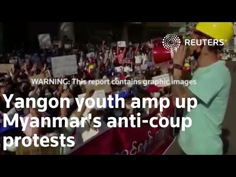 仰光青年為緬甸反政變抗議活動加碼 (Yangon youth amp up Myanmar's anti-coup protests)