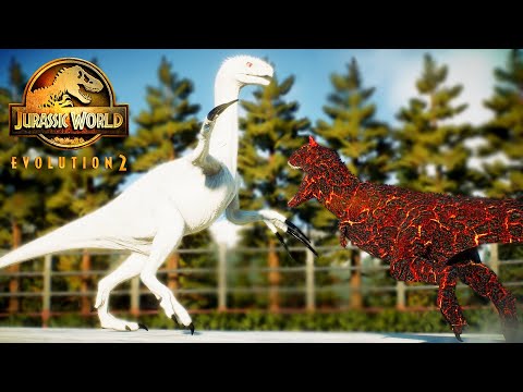 Therizinosaurus Albino vs Carnotaurus from Hell ( 5 vs 5 ) FIGHT | Jurassic World Evolution 2