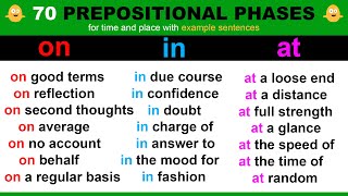 70 Prepositional Phrases For Place and Time using the words IN, ON and AT - English Grammar Lesson