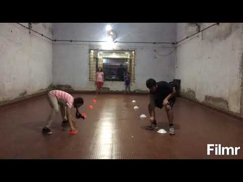 Straight line agility cone collection game