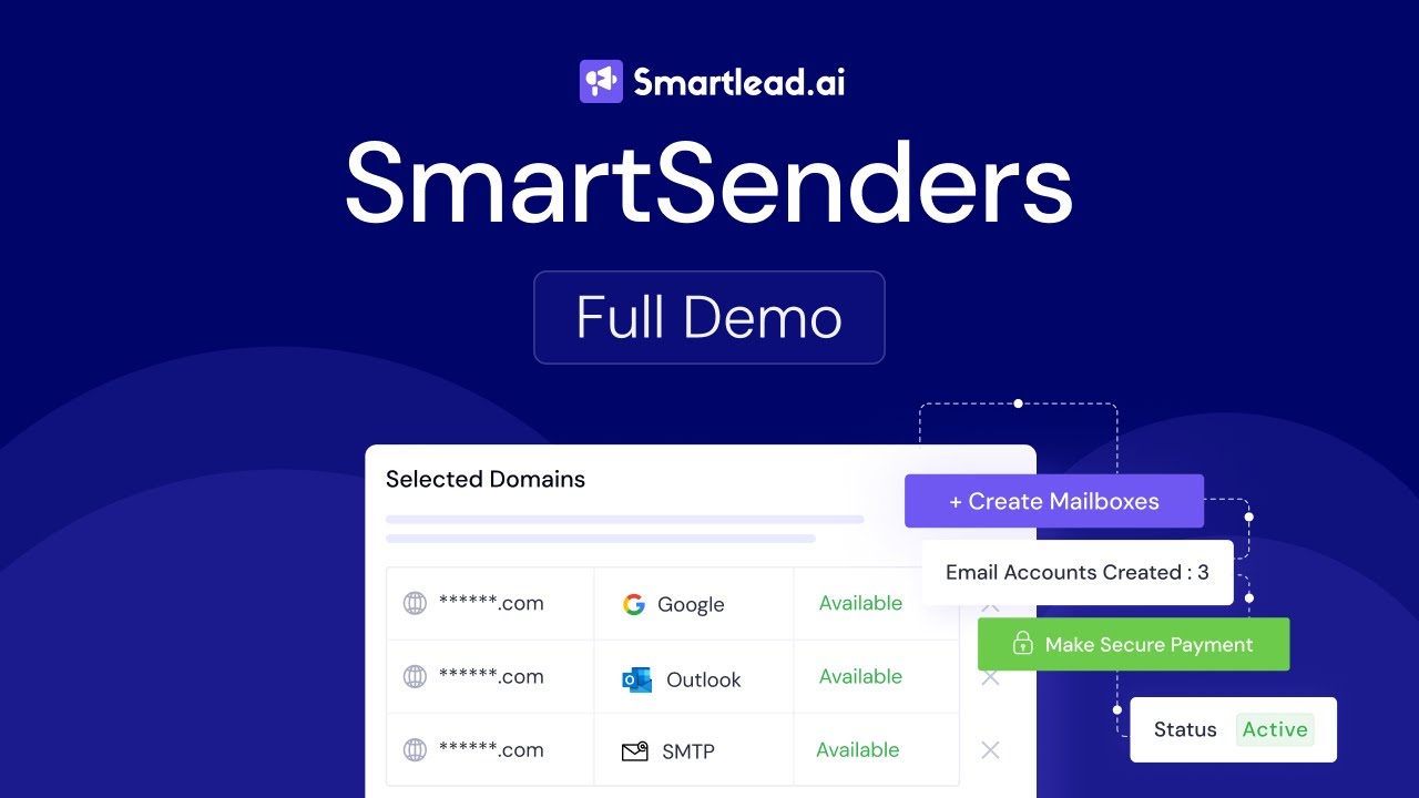 SmartSenders Full Demo : Setting up Cold Email Infrastructure in Seconds within Smartlead video thumbnail