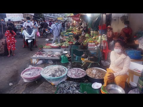 Evening Street Food Market at Phsa Sam Hannh - Evening Food Market Scenes @Tuol Sangke