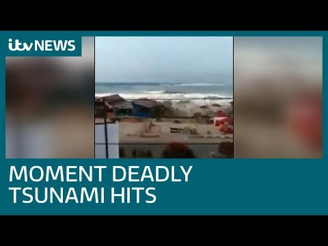 Footage shows panic as Indonesia tsunami approaches | ITV News