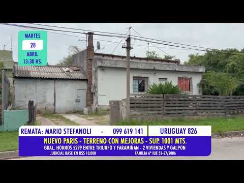 Mario Stefanoli remate judicial terreno con mejores en Nuevo Paris