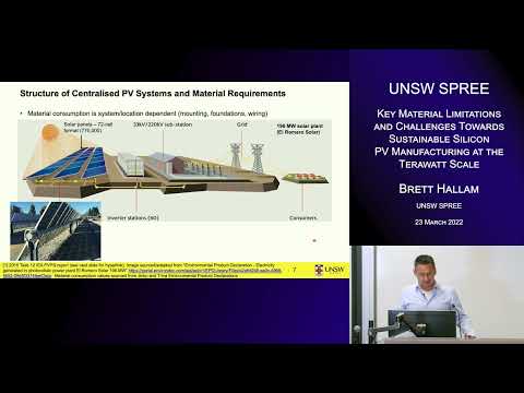 UNSW SPREE 202203-23 Brett Hallam - Sustainable Silicon PV Manufacturing at the Terawatt Scale