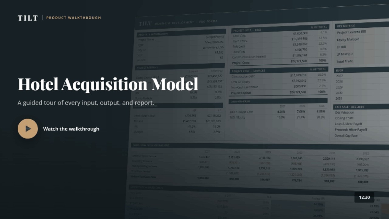 TILT Hotel Acquisition Model Walkthrough