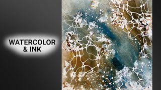 Abstract WATERCOLOR & INK relaxing painting process - 303