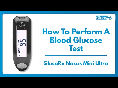 How to perform a blood glucose test on a GlucoRx Nexus Mini Ultra meter