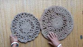 Diy jute doormat - handmade jute craft | how to make doormat easily | beautiful doormat using ropes