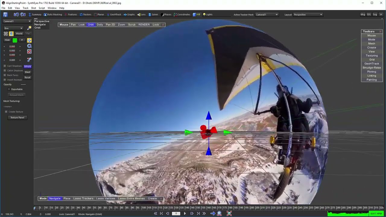 360 VR Alignment by Rotating the Image Sphere with SynthEyes
