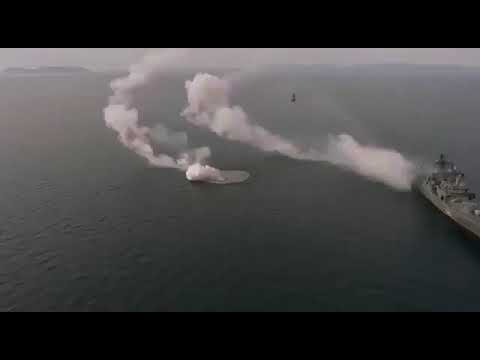 Russian destroyer Marshal Shaposhnikov Cruise Missile Almost Hit Itself