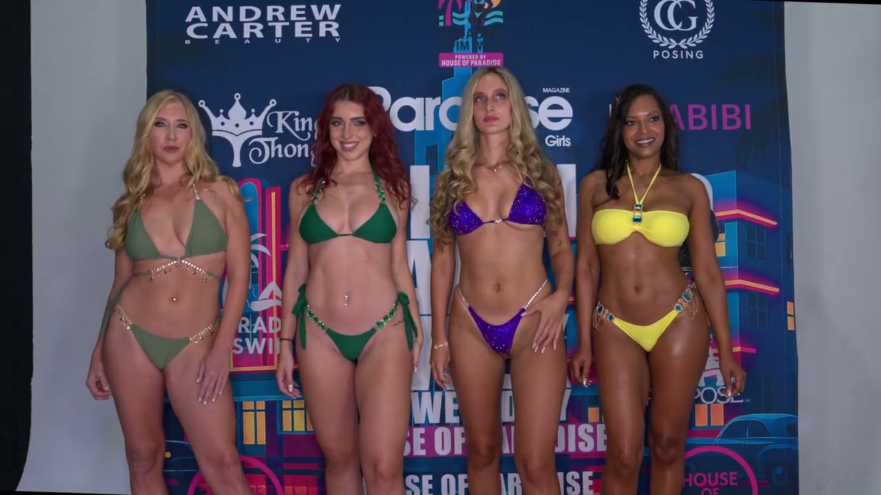 Models BeliizeBarbie Katrina Vibiana Jessica pose at House of Paradise at Miami Art Week