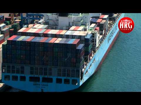 PORT OF RIJEKA CONTAINER AND RO-RO TERMINAL - Aerial TV footage (HD 1080p)