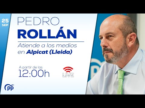 Pedro Rollán atiende a los medios en Alpicat (Lleida)