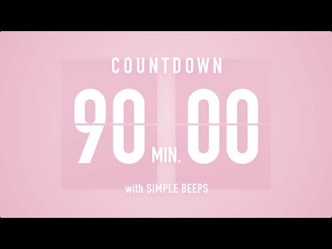 90 Minute Countdown Timer 🌸 Flip Clock with Simple Beeps 🔔