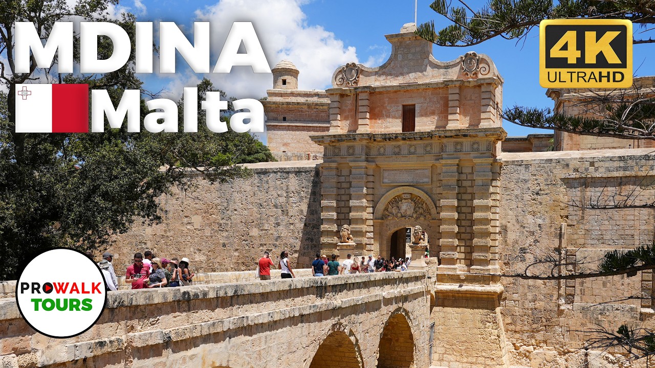 Immersive street-level walking tour through Mdina, Malta, showcasing authentic urban landscapes, local architecture, and the vibrant atmosphere of the city's neighborhoods