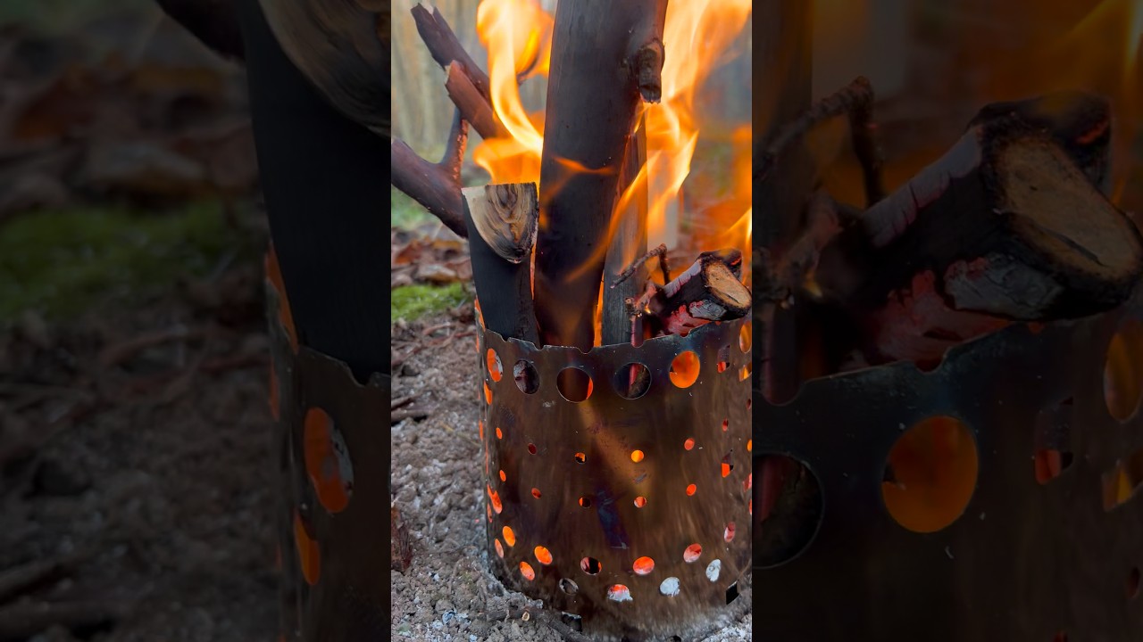 静かな湖と焚き火の音 – 深まる森のブッシュクラフト