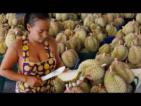Durian Cutting Skills! Durian Master - Thailand Street Food